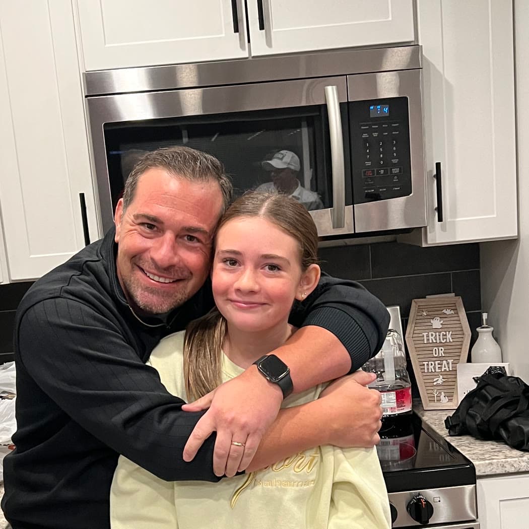 Johnny, founder of ChefsPantry, with his daughter in the kitchen
