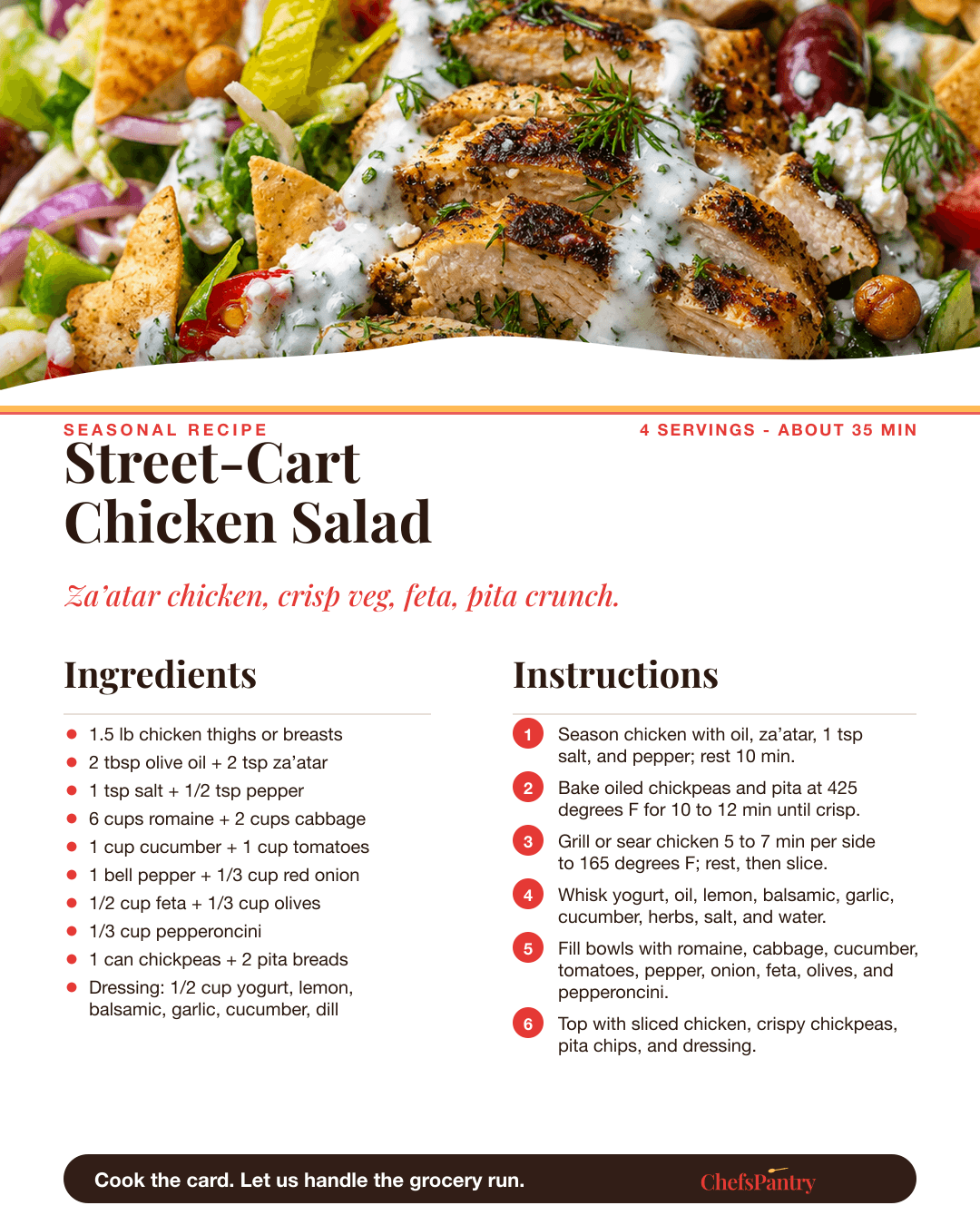ChefsPantry recipe card for Street-Cart Chicken Salad.