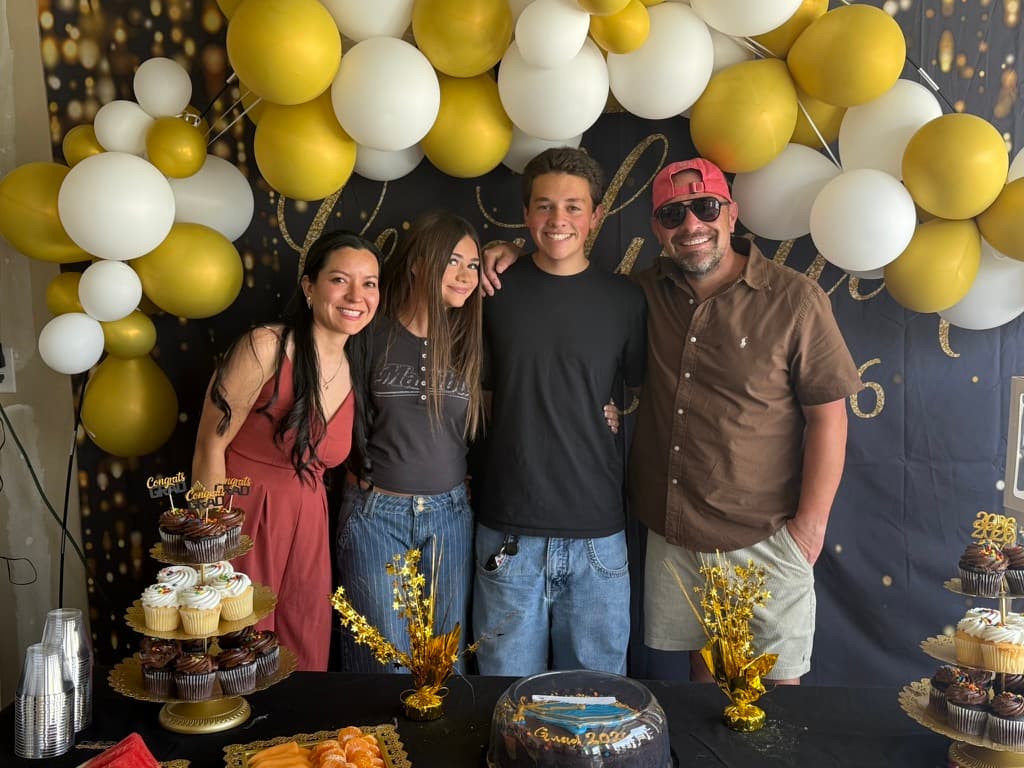 Johnny and his family celebrating together